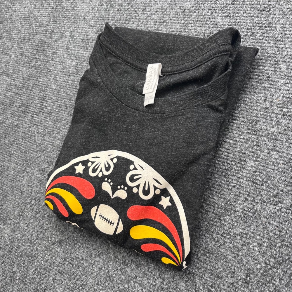 Bella Canvas KC Sugar Skull Football Graphic Charcoal Heather T-Shirt
